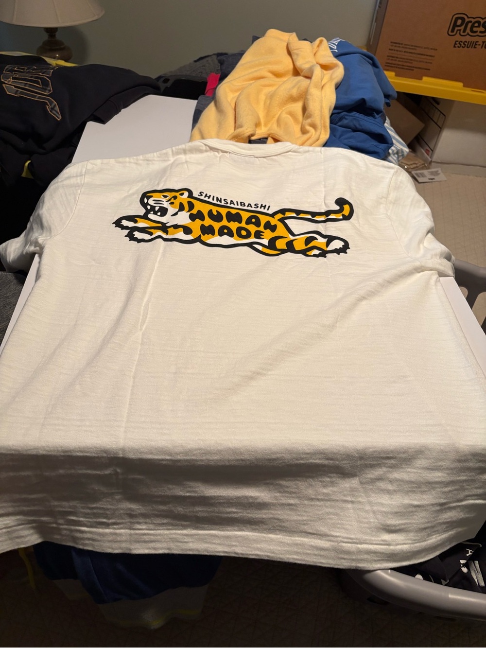 Human Made White Tee with Yellow & Black Tiger Graphic XXL *Rare import from JP